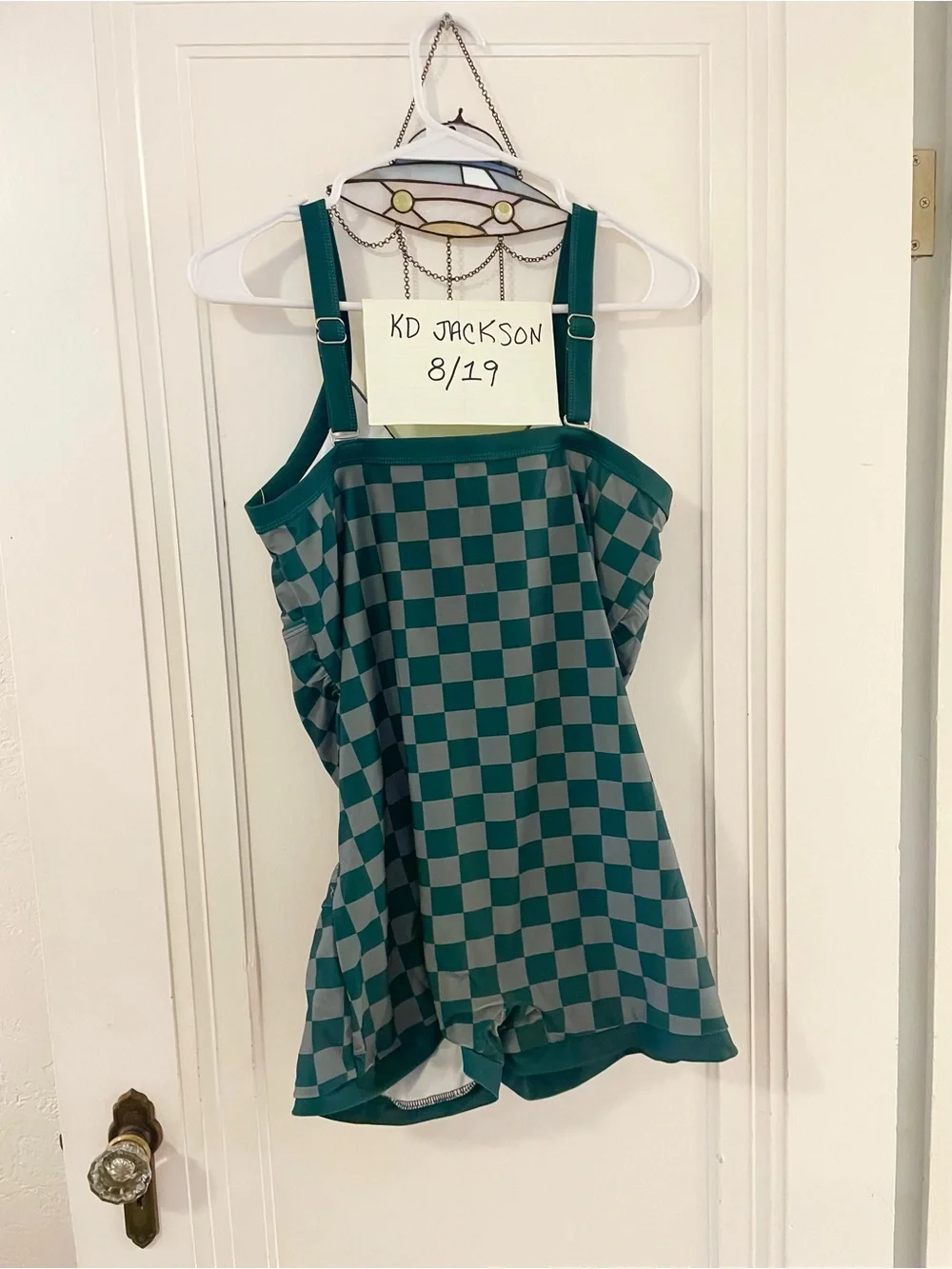 Women’s Green Checkerboard Swimsuit
